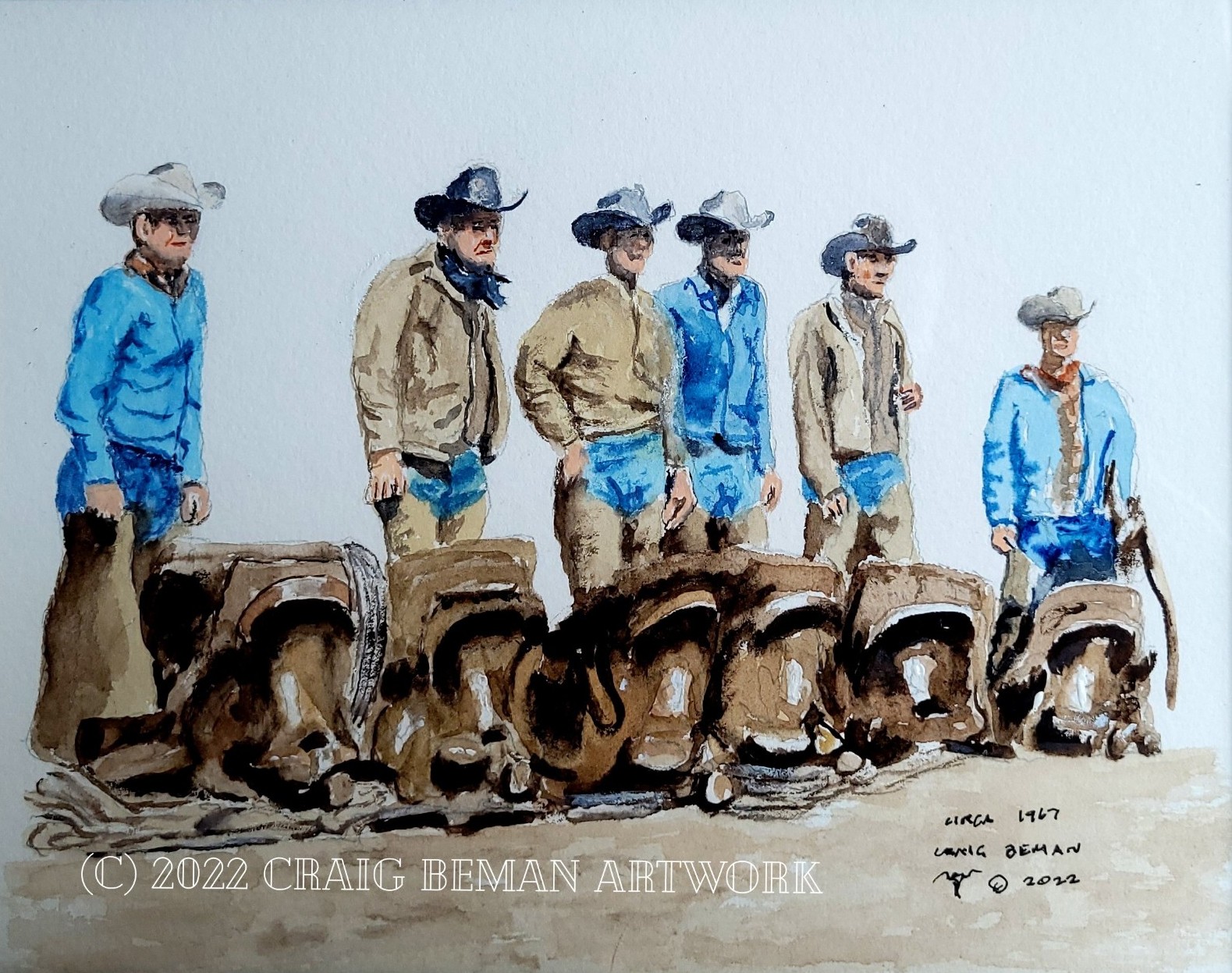 The Horsebreakers Original Watercolor Painting