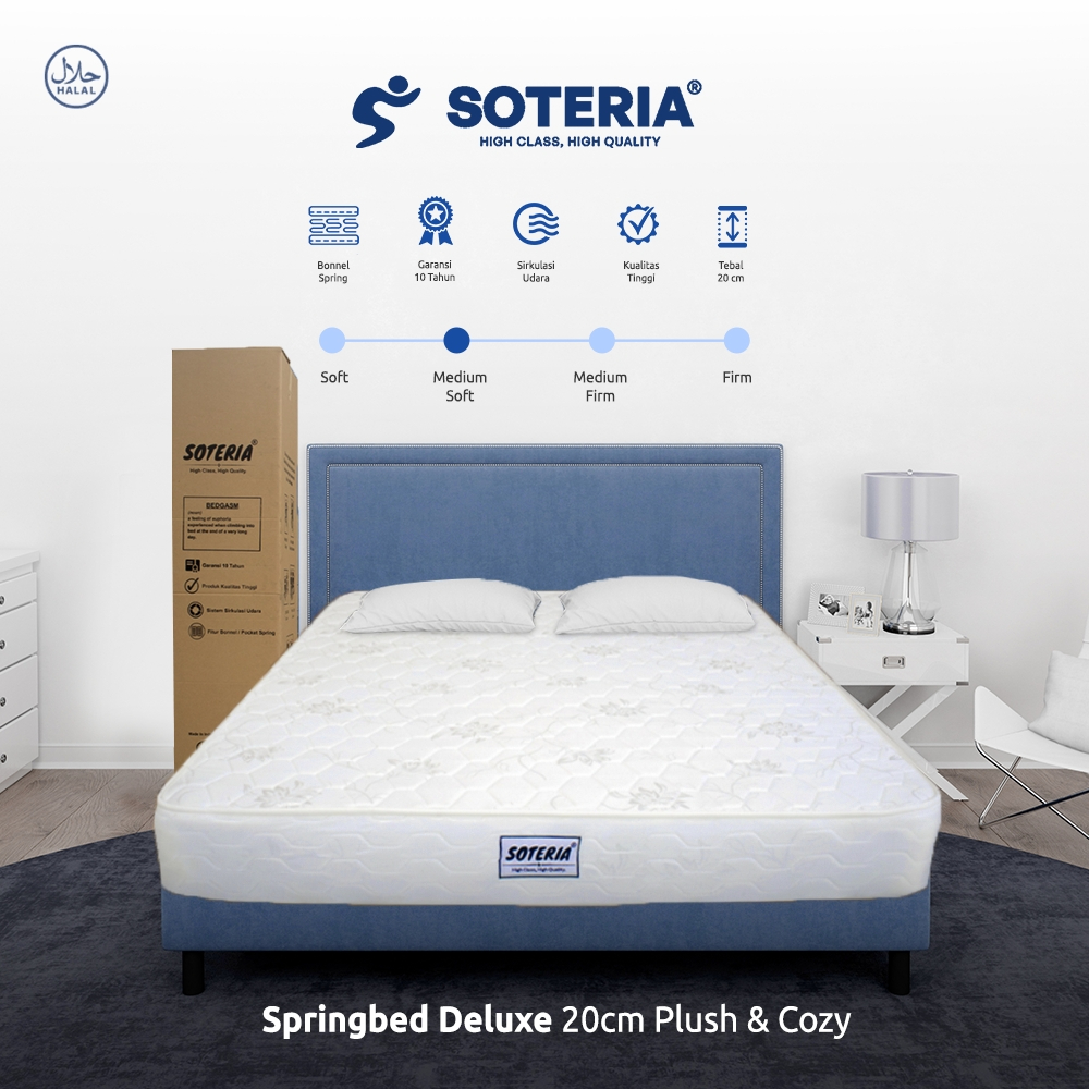 Soteria Kasur Springbed Matress Vakum Anti Nyeri Garansi 15Thn Kasur Roll Tebal 20cm Free Ongkir Deluxe Aerith Series