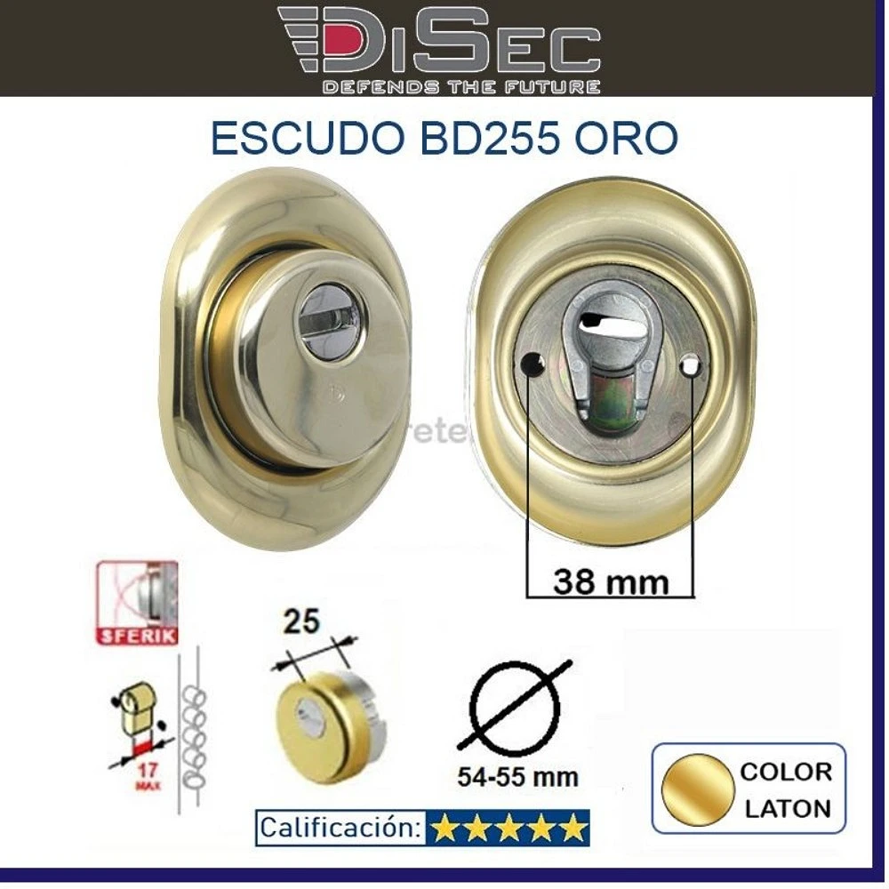 ESCUDO DISEC BD255-25 ROTOR AC.MANGANESO 26mm 38mm ORO