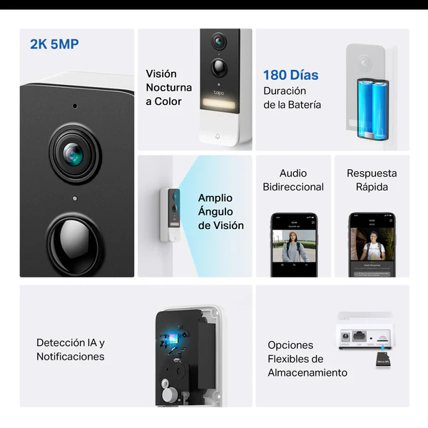 TAPO D230S1 - Timbre Inteligente con Vídeo y Batería, 2K QHD, Visión Nocturna