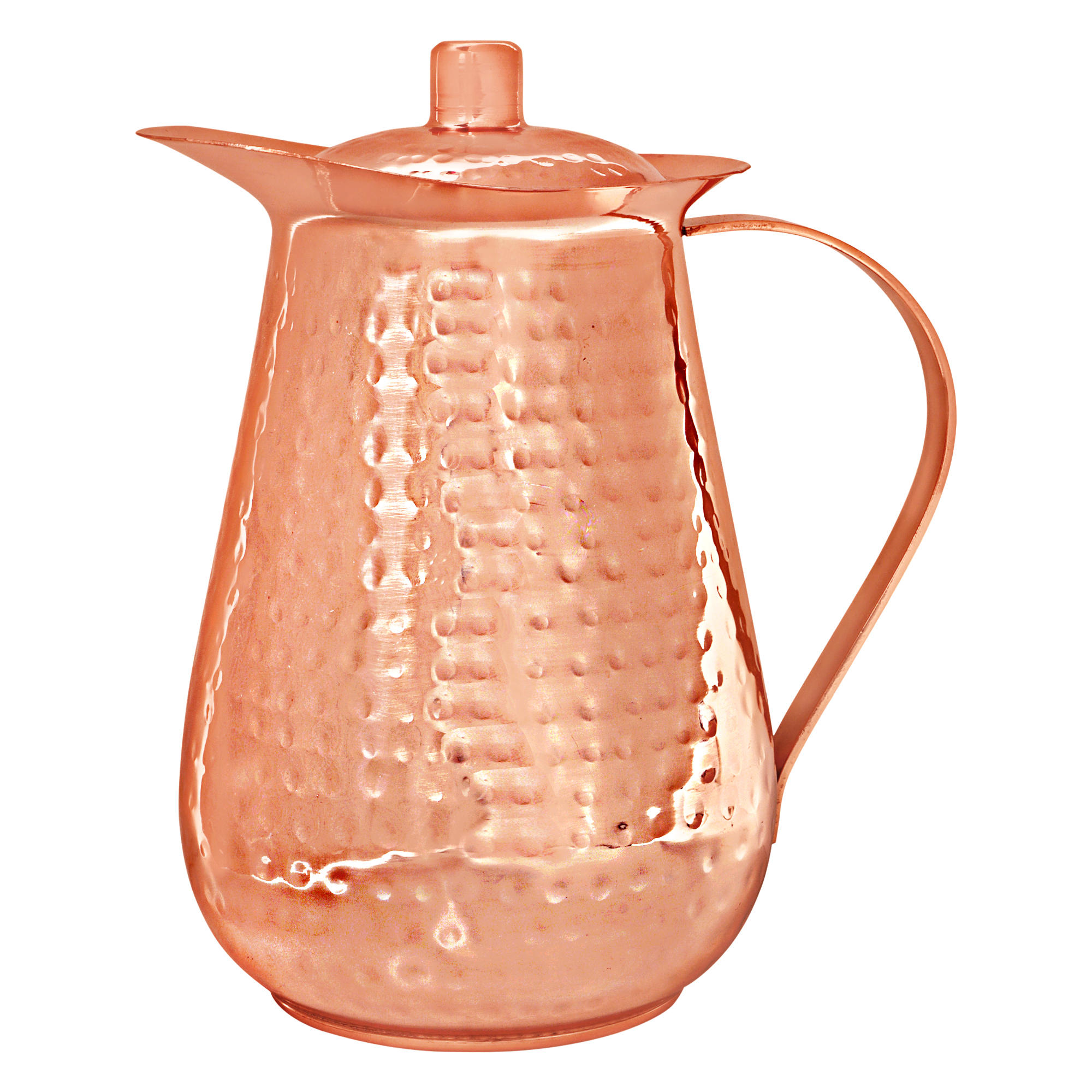Copper Pitcher Water Mugs Handmade Hammered Large Jug with Lid 100% Pure Copper Unlined Uncoated for Ayurveda Health Benefits |70 Ounces for Home & Gifting