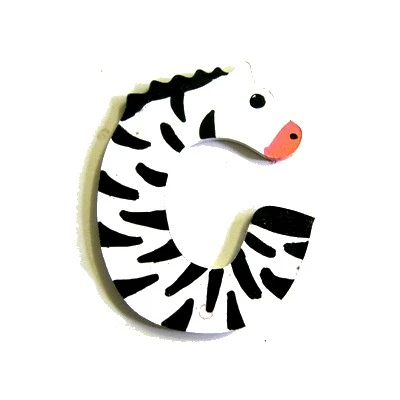 Lettre en bois 'C' animaux rigolos