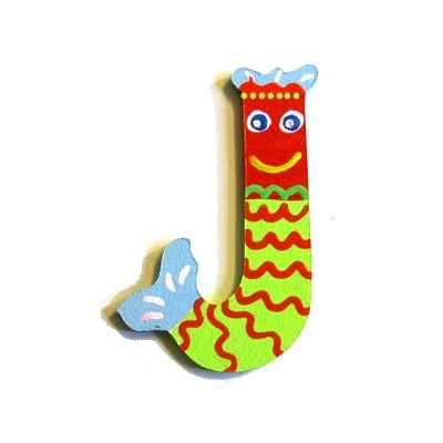 Lettre en bois "J" animaux rigolos