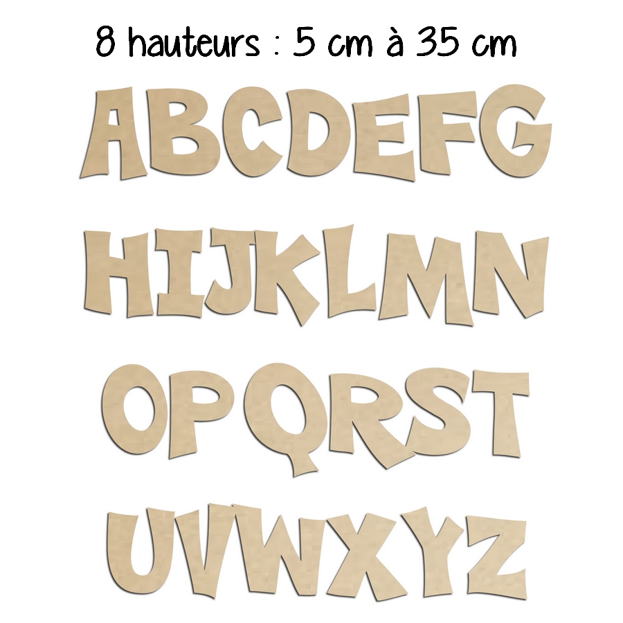 Lettres en bois capitales à peindre VTC