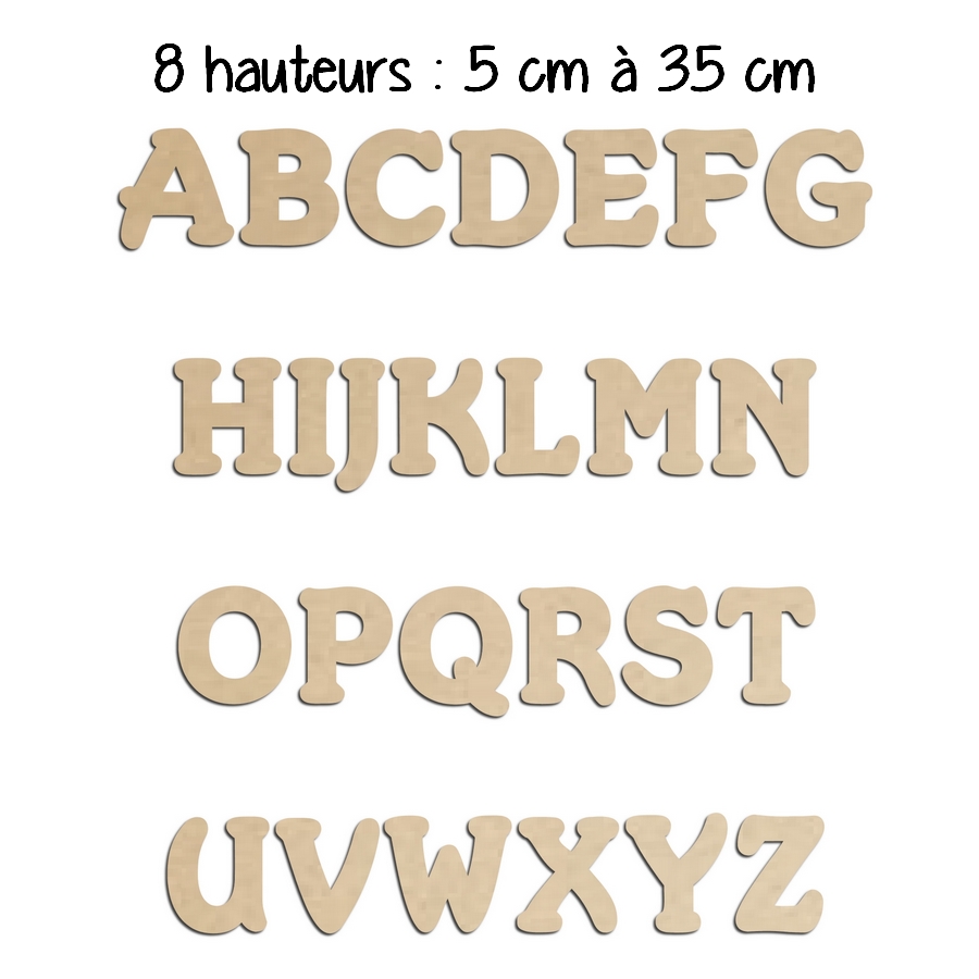 Lettres en bois capitales à peindre Merkin