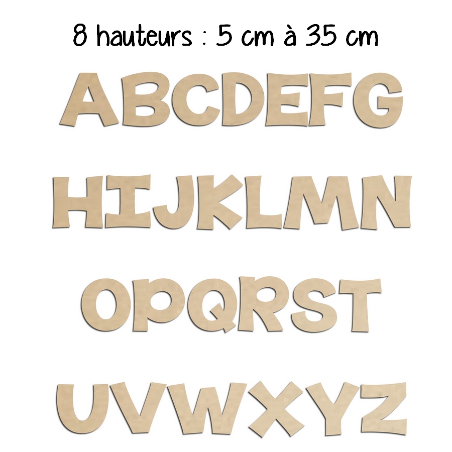 Lettres en bois capitales à peindre  KG