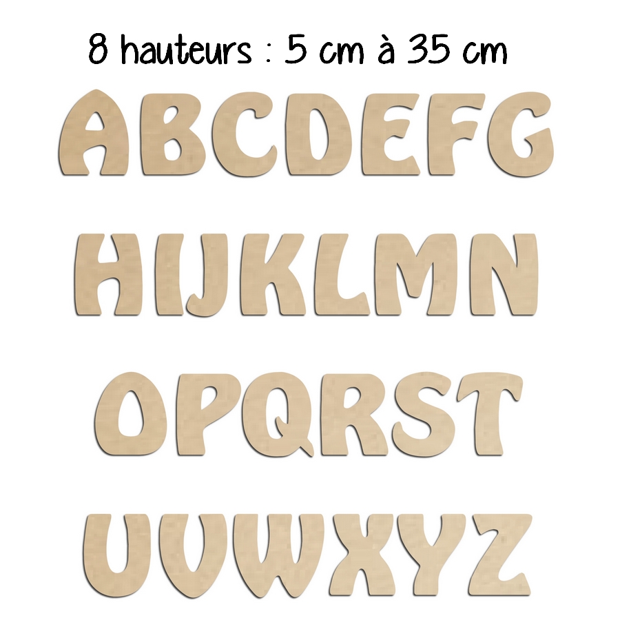 Lettres en bois capitales à peindre Emmett