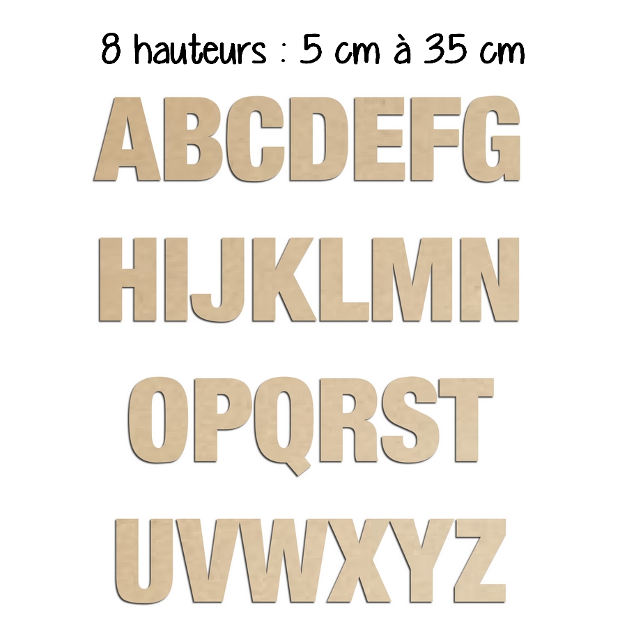 Lettres en bois capitales à peindre Basic