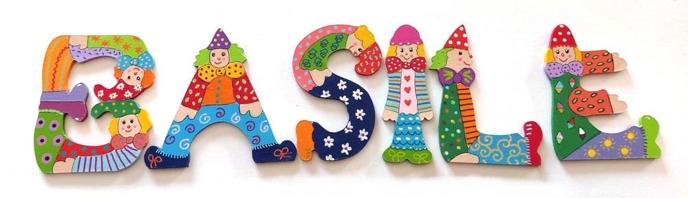 Lettre décorative en bois en forme de clown 'B'