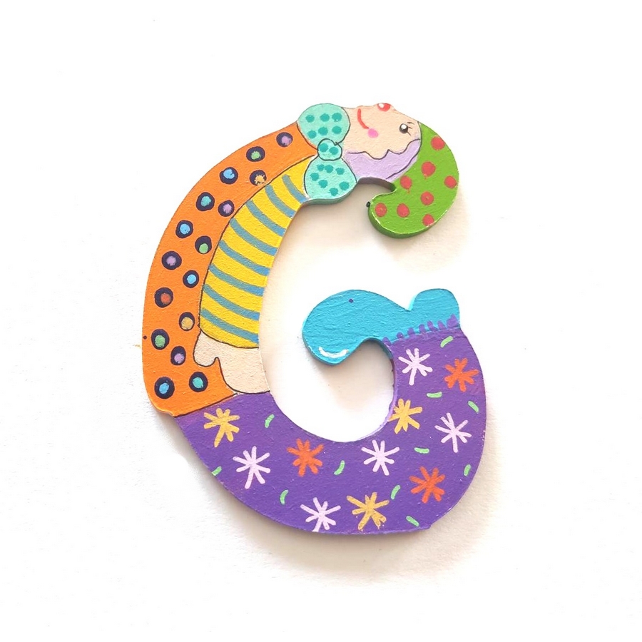 Lettre décorative en bois en forme de clown 'G'