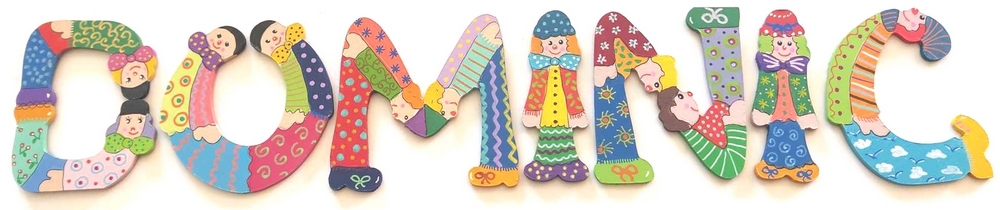 Lettre décorative en bois en forme de clown 'I'