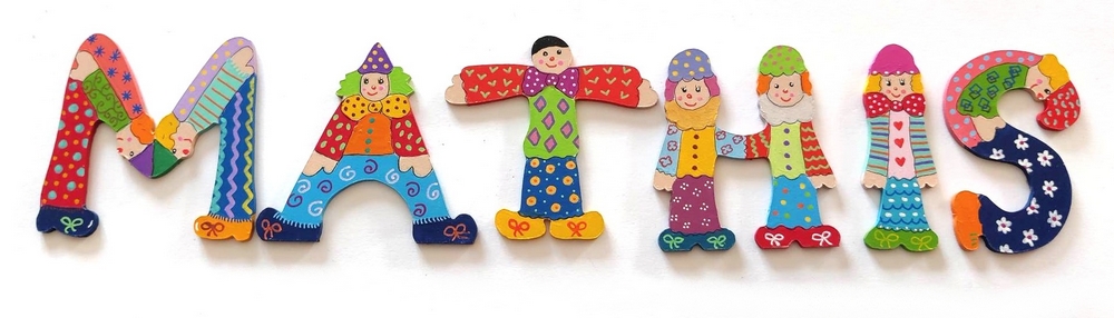 Lettre décorative en bois en forme de clown 'M'