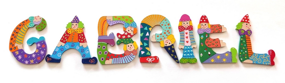 Lettre décorative en bois en forme de clown 'R'