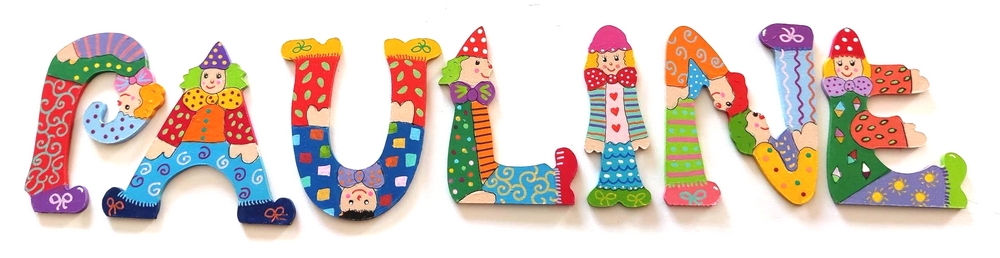 Lettre décorative en bois en forme de clown 'U'