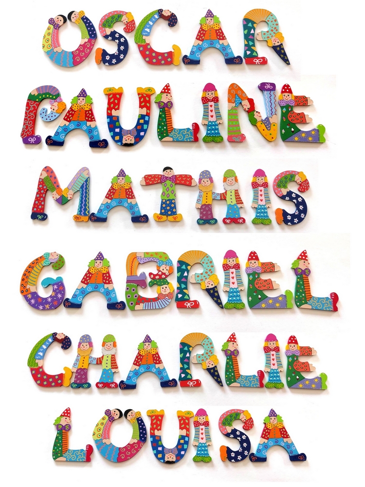 Lettre décorative en bois en forme de clown 'U'