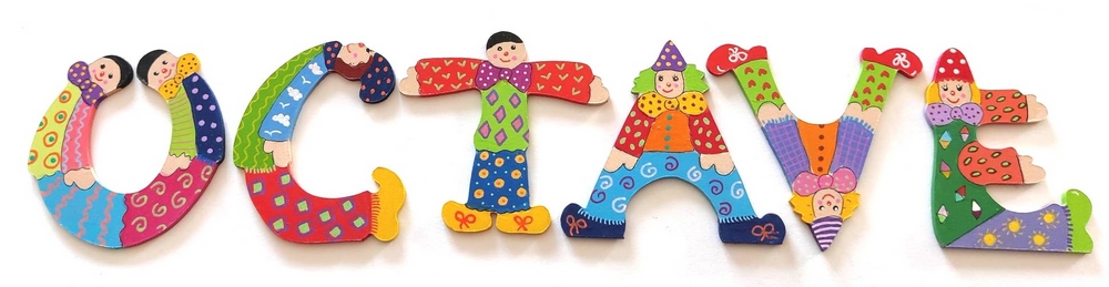 Lettre décorative en bois en forme de clown 'V'