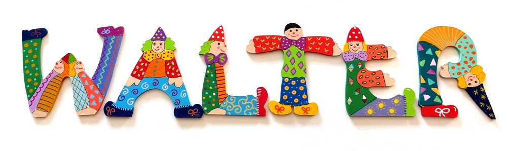 Lettre décorative en bois en forme de clown 'W'