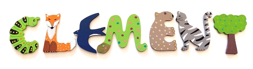 Lettre en bois 'E' ours