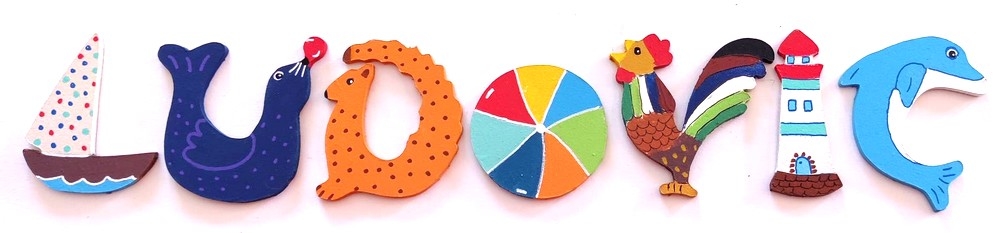 Lettre en bois 'V' coq