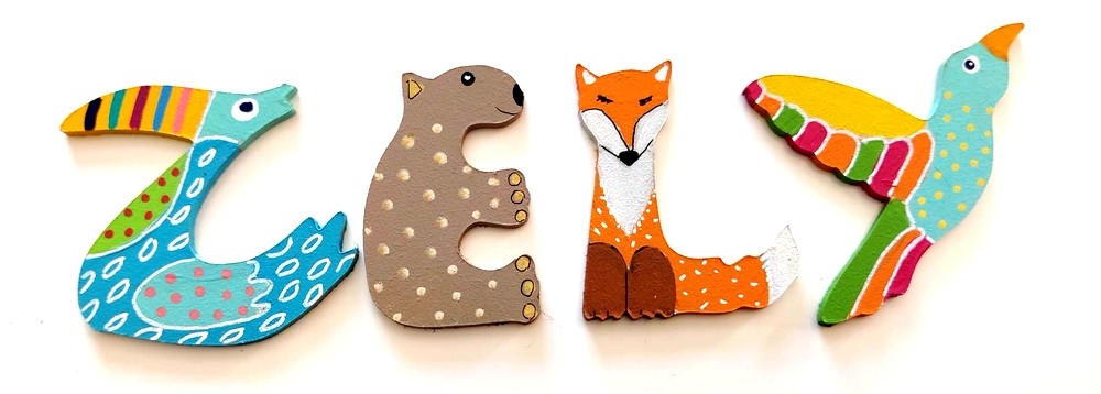 Lettre en bois 'Z' oiseau exotique