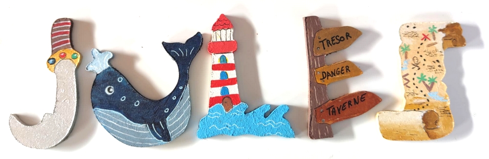 Lettre en bois E pirate