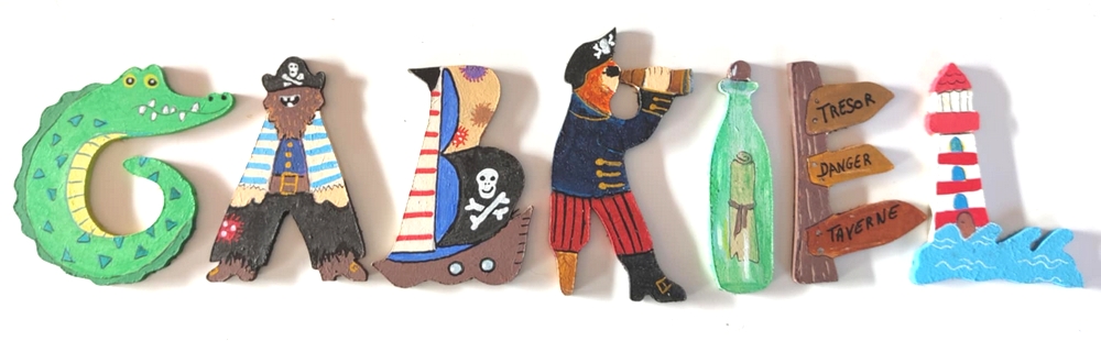 Lettre en bois G pirate