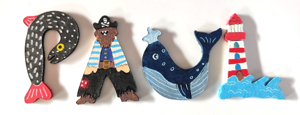 Lettre en bois P pirate