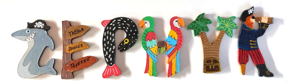 Lettre en bois P pirate