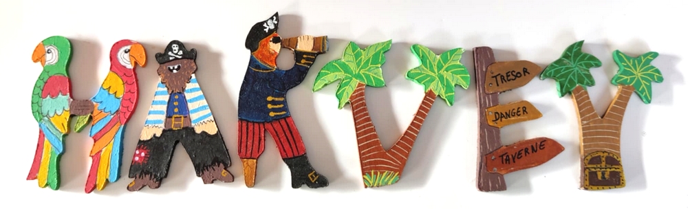 Lettre en bois H pirate