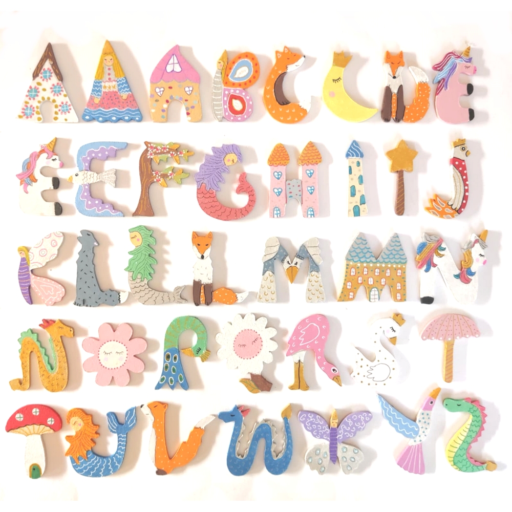 Lettre en bois féerie N licorne