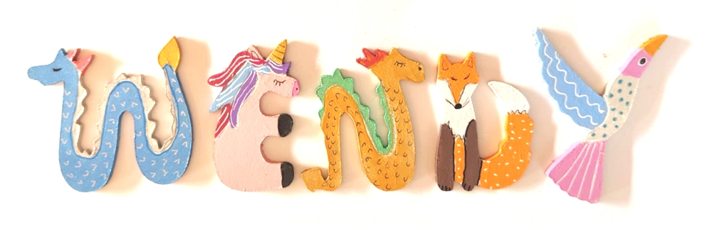 Lettre en bois féerie W oiseau