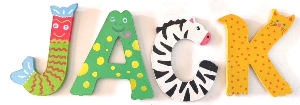 Lettre en bois 'K' animaux rigolos