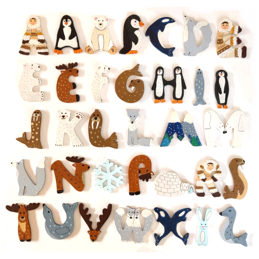 Lettre en bois banquise A pingouin