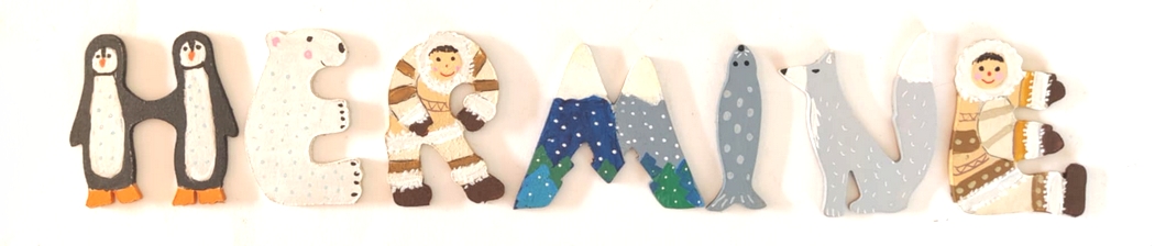 Lettre en bois banquise E ours polaire