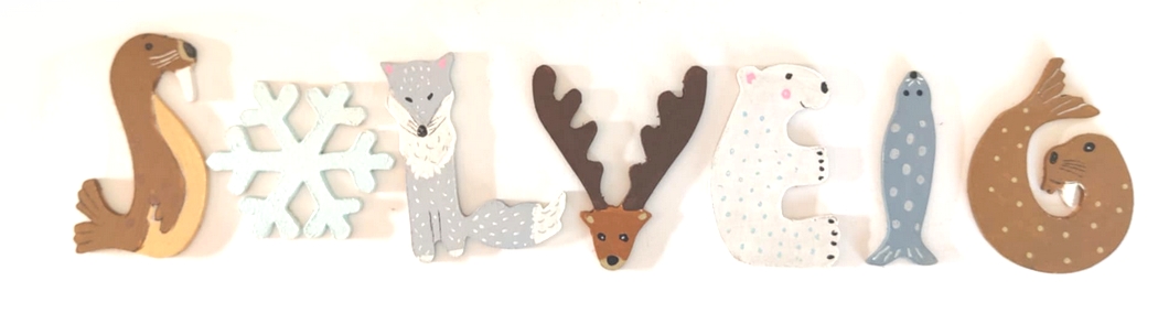 Lettre en bois banquise E ours polaire