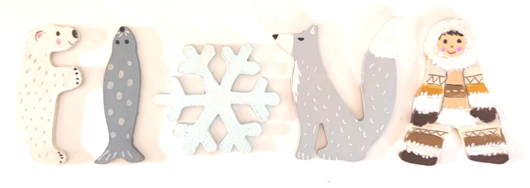 Lettre en bois banquise F ours polaire