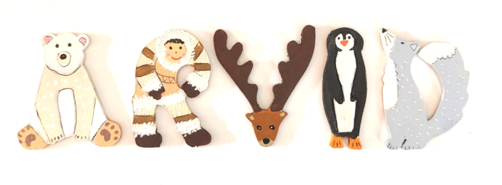 Lettre en bois banquise I pingouin