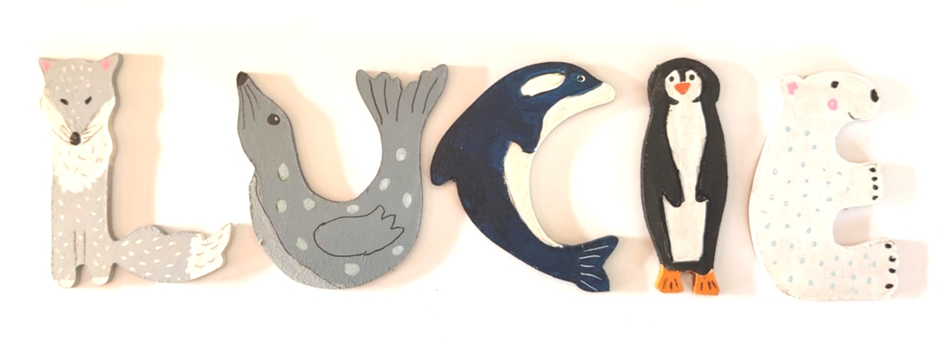Lettre en bois banquise I pingouin