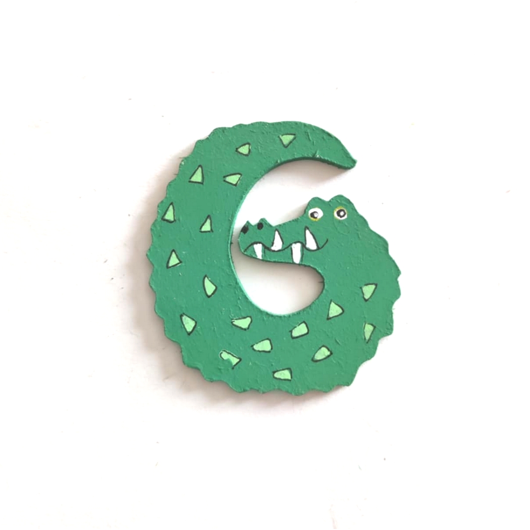 Lettre en bois savane G crocodile