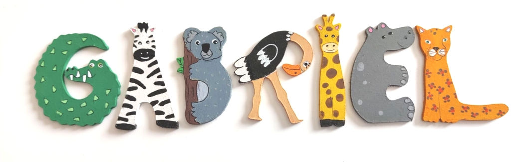 Lettre en bois savane G crocodile