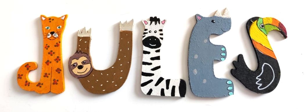 Lettre en bois savane L zèbre