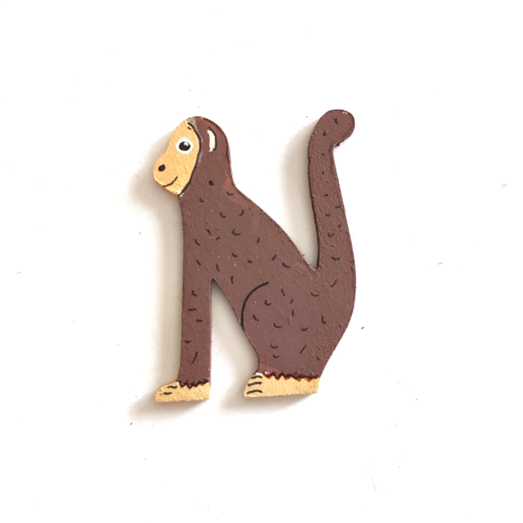 Lettre en bois savane N singe