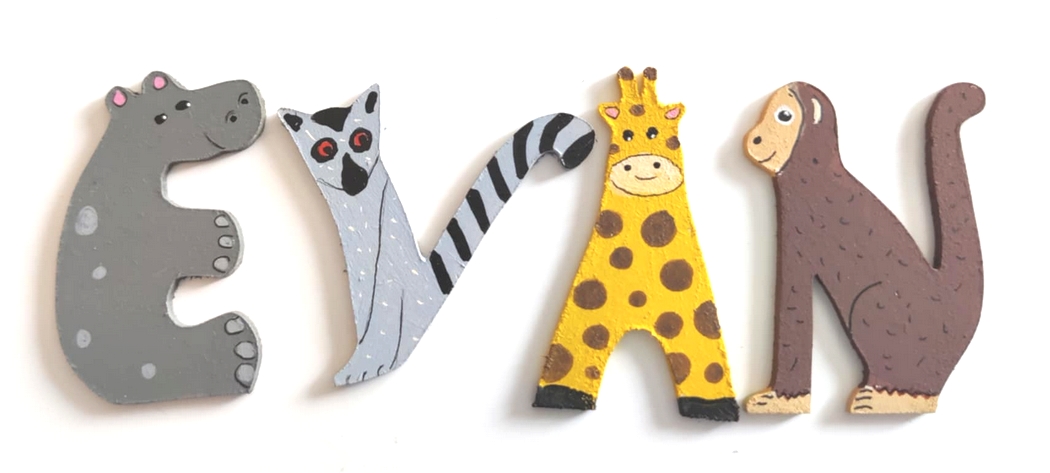 Lettre en bois savane N singe