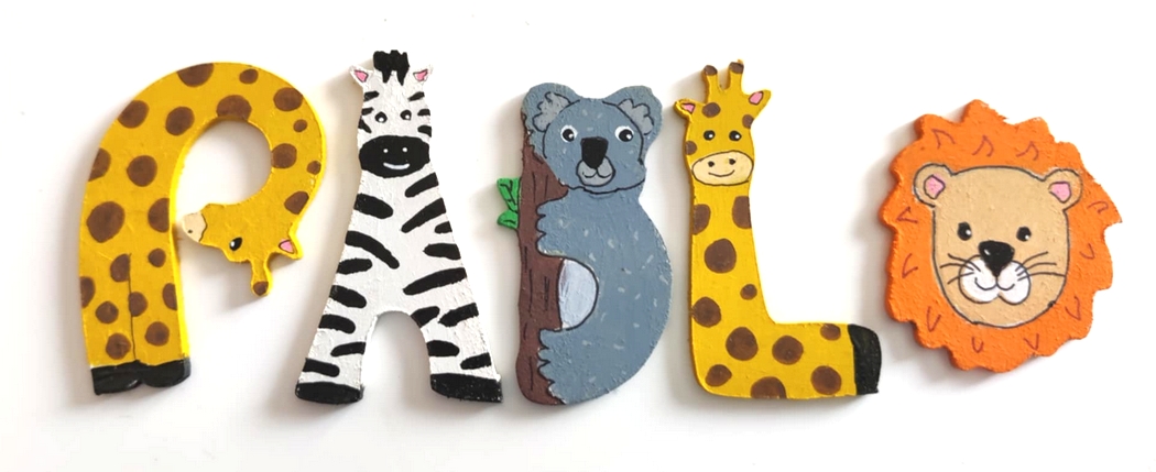 Lettre en bois savane P girafe