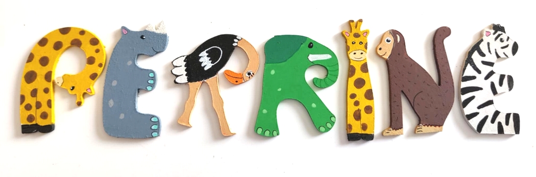 Lettre en bois savane P girafe