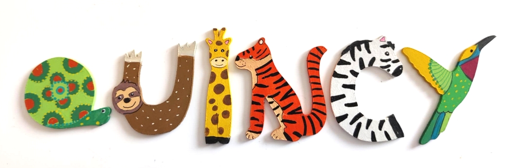 Lettre en bois savane Q tortue exotique