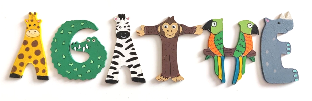 Lettre en bois savane T singe