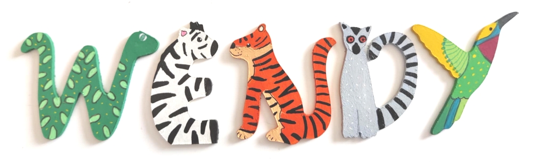 Lettre en bois savane W serpent exotique