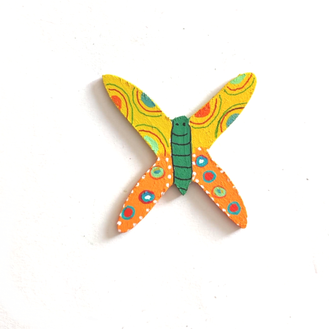 Lettre en bois savane X papillon exotique