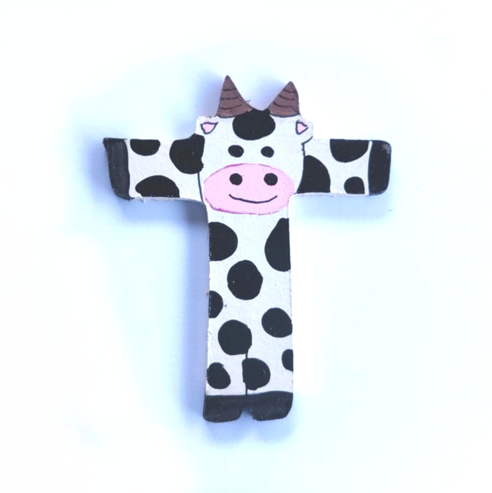 Lettre en bois la ferme T vache